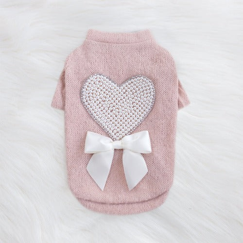Pearl Heart Dog Sweater | Lovely Paws Pet Collection